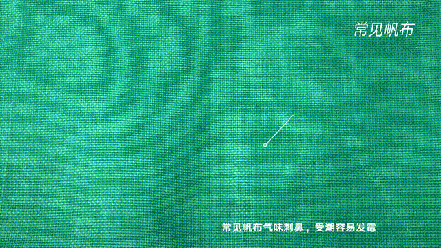 常见帆布气味刺鼻，受潮容易滋生霉菌。
