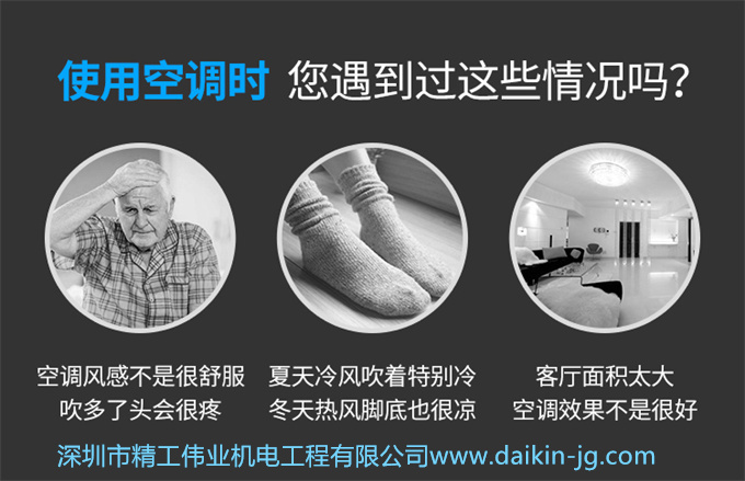 使用空调时，您遇到过这些情况吗？空调风感不是很舒服，吹了头会很疼，夏天冷风吹着特别冷，冬天热风脚底也很凉；客厅面积太大，空调效果不是很好。